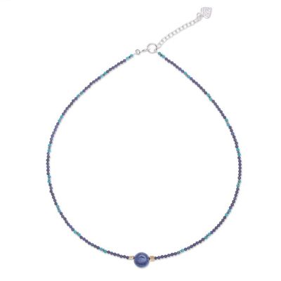 Alternate image for Lapis Lazuli Howlite Beaded Pendant Necklace Star of Midnight