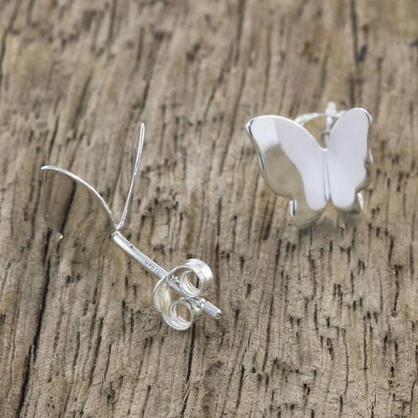 Alternate image for Handmade Sterling Silver Butterfly Earrings from Thailand Silver Thoughts