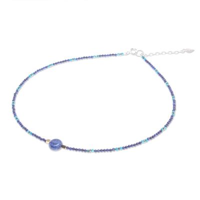 Alternate image for Lapis Lazuli Howlite Beaded Pendant Necklace Star of Midnight
