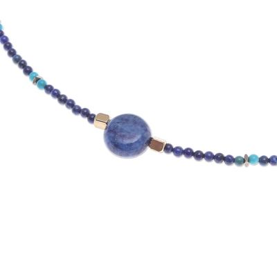 Alternate image for Lapis Lazuli Howlite Beaded Pendant Necklace Star of Midnight