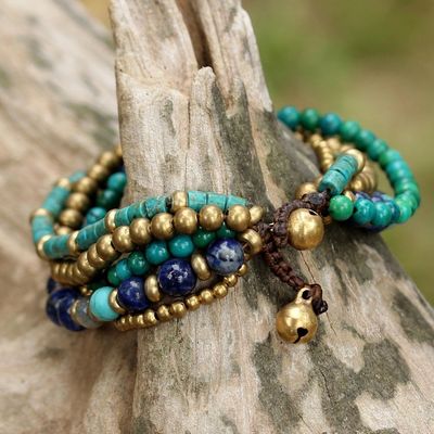 Alternate image for Multi Gemstone Beaded Bracelet from Thailand Freedom of Expression in Blue