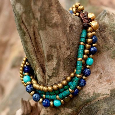 Alternate image for Multi Gemstone Beaded Bracelet from Thailand Freedom of Expression in Blue