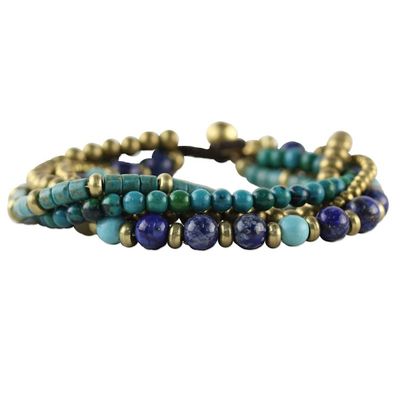 Alternate image for Multi Gemstone Beaded Bracelet from Thailand Freedom of Expression in Blue