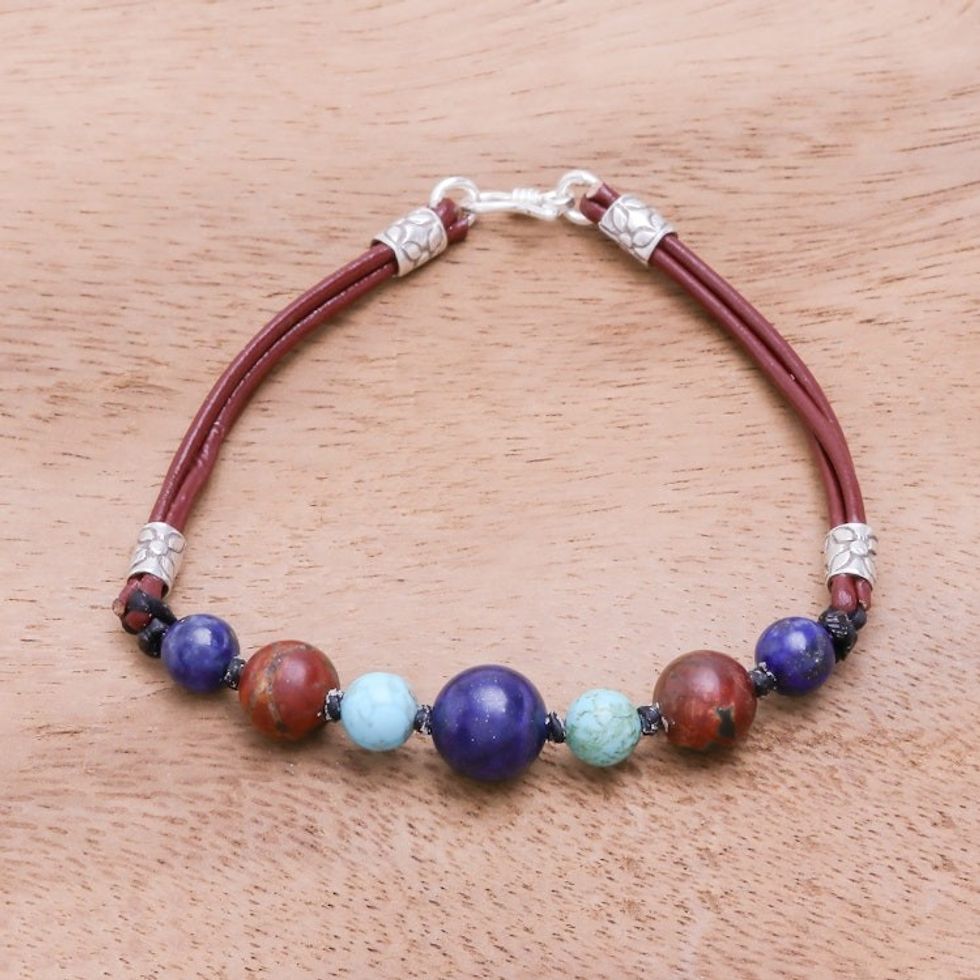 Earthen Multi-Gemstone Beaded Bracelet from Thailand 'Bright Earth'