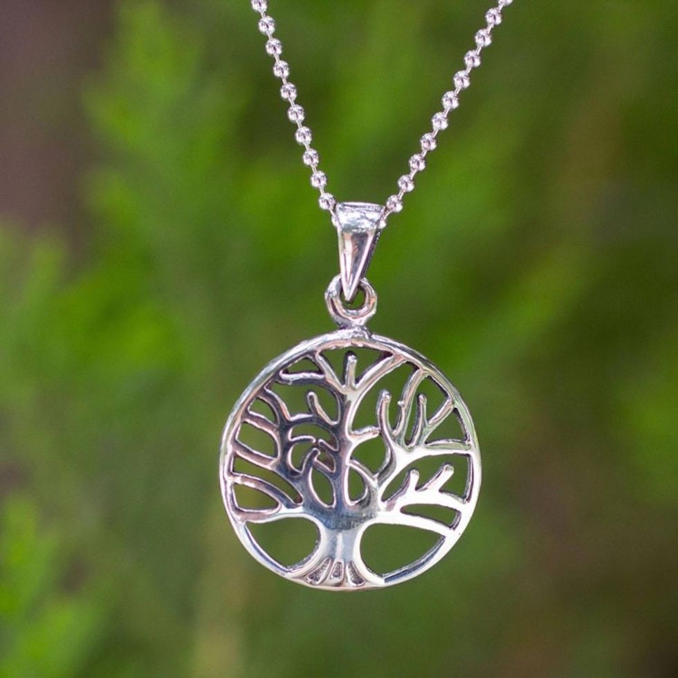 Handcrafted Sterling Silver Tree Pendant Necklace 'Living Forest'