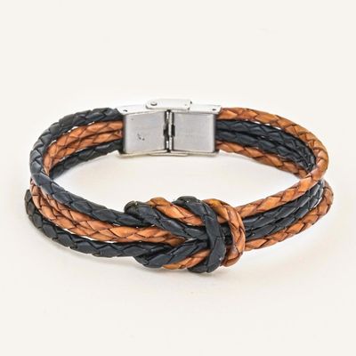 Alternate image for Handmade Brown  Black Leather Braid Unity Bracelet Nostalgia Unity