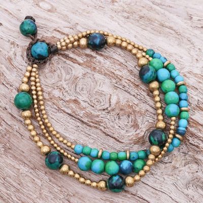 Alternate image for Hand Crafted Brass Bead and Serpentine Bracelet Natural Wonders