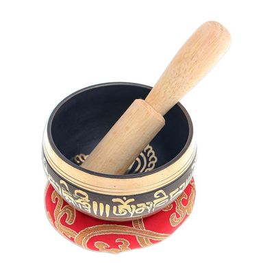 Alternate image for Brass Alloy Singing Bowl Set with Sanskrit Writing 3 Pcs Spirit Mantra