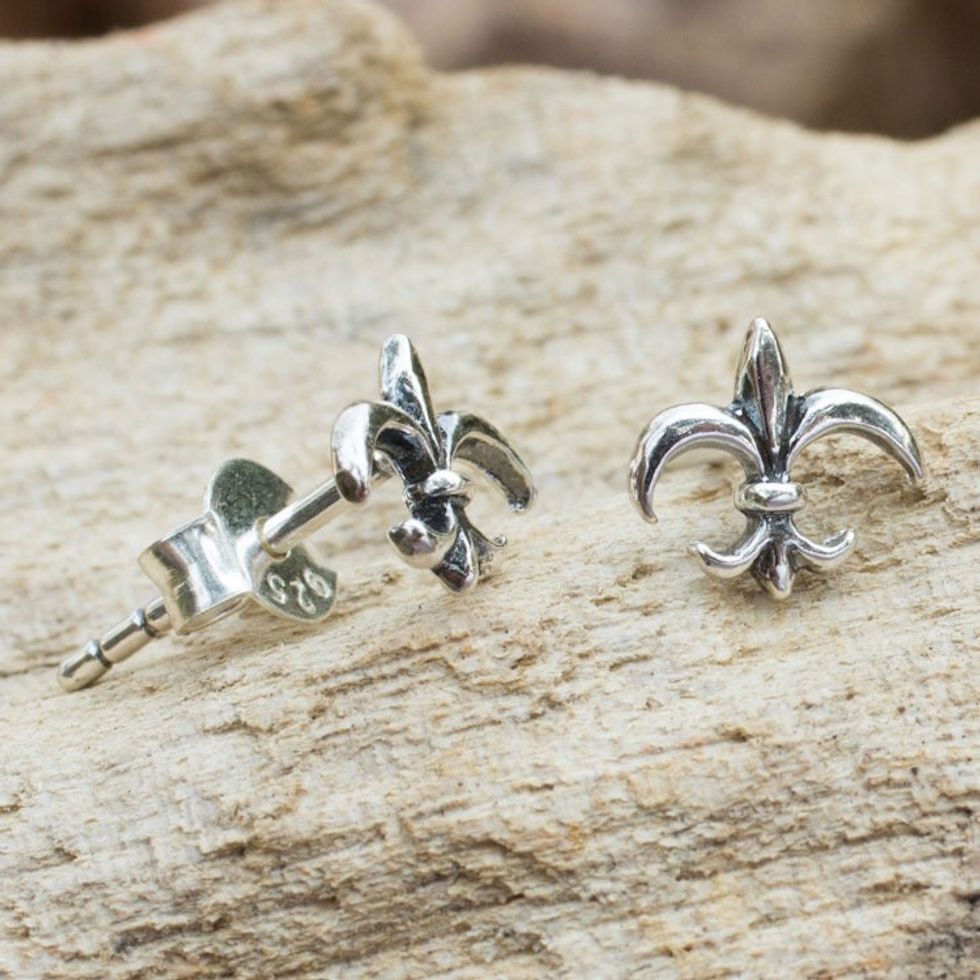 Thailand Fleur de Lis Sterling Silver Stud Earrings 'Fleur-de-lis'