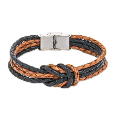 Alternate image for Handmade Brown  Black Leather Braid Unity Bracelet Nostalgia Unity