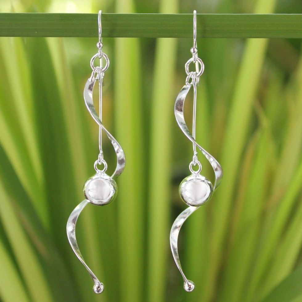 Modern Sterling Silver Dangle Earrings 'Movement'