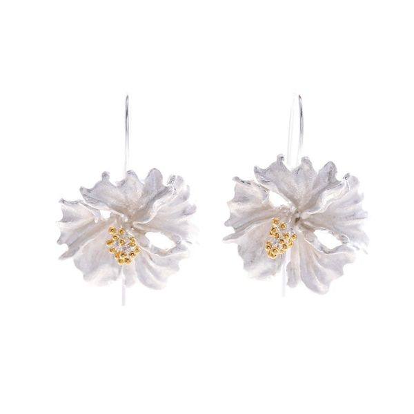 Alternate image for Hand Made Gold-Accented Drop Earrings with Floral Motif Come Kiss Me