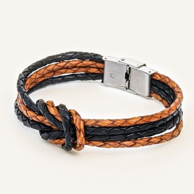 Alternate image for Handmade Brown  Black Leather Braid Unity Bracelet Nostalgia Unity