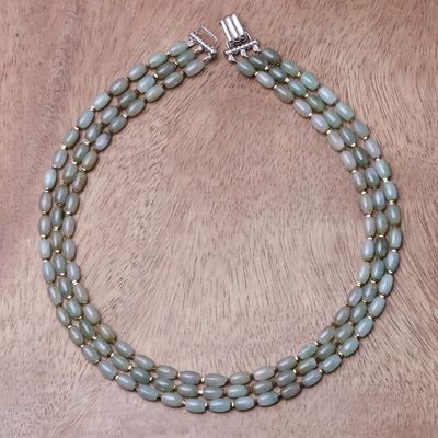 Alternate image for Jade and Hematite Beaded Strand Necklace from Thailand Graceful Palace