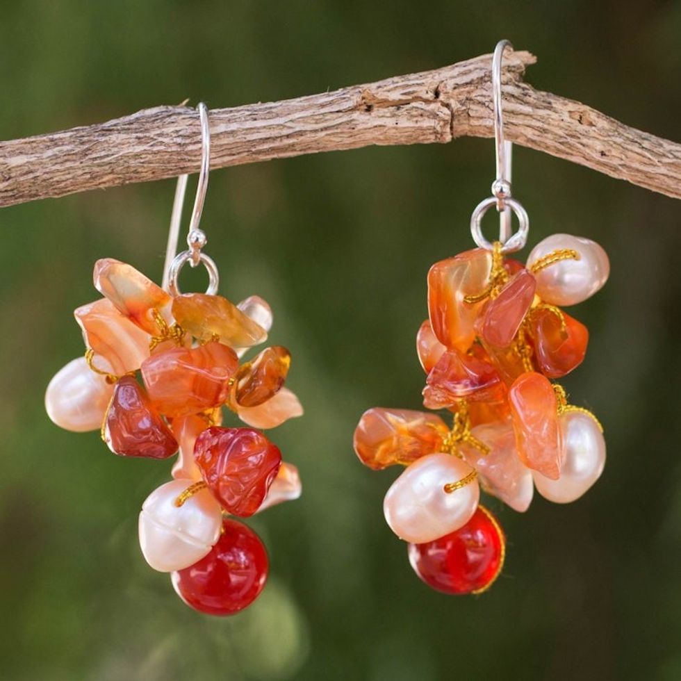 Beaded Carnelian Earrings 'Summer's Glow'