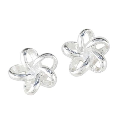 Alternate image for Handcrafted Thai Sterling Silver Floral Stud Earrings Floral Delicacy