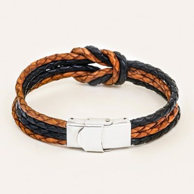 Alternate image for Handmade Brown  Black Leather Braid Unity Bracelet Nostalgia Unity