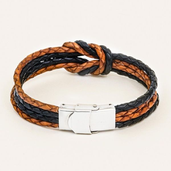 Alternate image for Handmade Brown  Black Leather Braid Unity Bracelet Nostalgia Unity