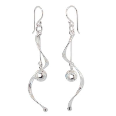 Alternate image for Modern Sterling Silver Dangle Earrings Movement
