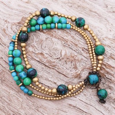 Alternate image for Hand Crafted Brass Bead and Serpentine Bracelet Natural Wonders