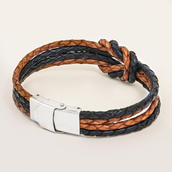 Alternate image for Handmade Brown  Black Leather Braid Unity Bracelet Nostalgia Unity