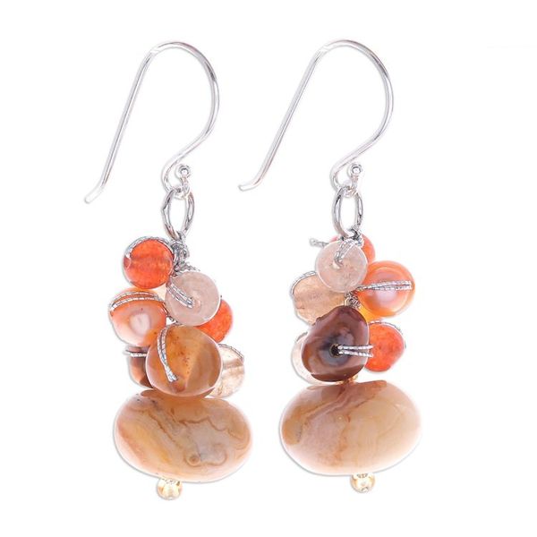 Alternate image for Peach Colored Multistone Beaded Earrings from Thailand Apricot Love