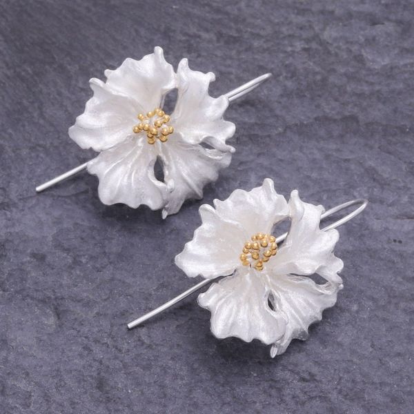 Alternate image for Hand Made Gold-Accented Drop Earrings with Floral Motif Come Kiss Me