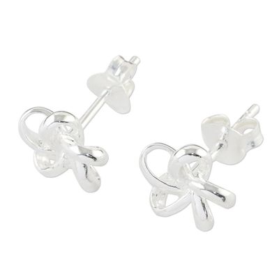 Alternate image for Handcrafted Thai Sterling Silver Floral Stud Earrings Floral Delicacy