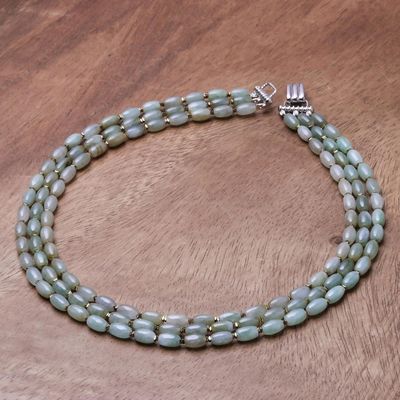Alternate image for Jade and Hematite Beaded Strand Necklace from Thailand Graceful Palace