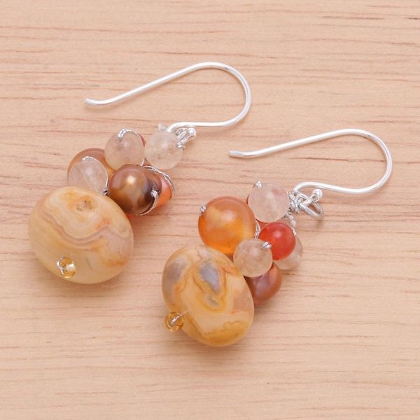 Alternate image for Peach Colored Multistone Beaded Earrings from Thailand Apricot Love