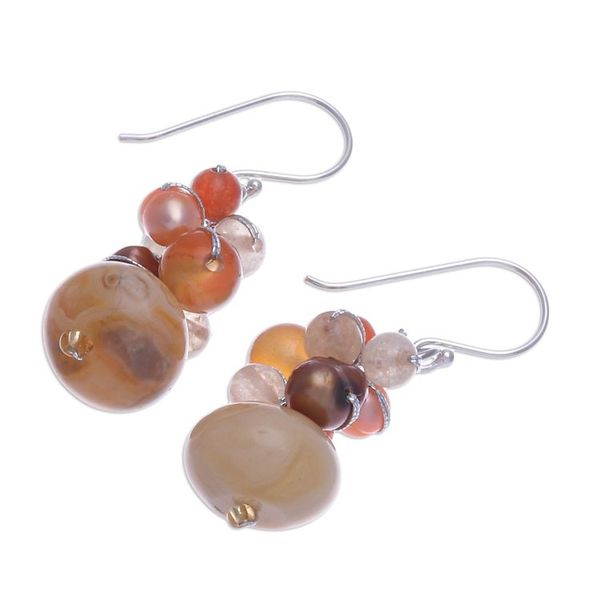 Alternate image for Peach Colored Multistone Beaded Earrings from Thailand Apricot Love