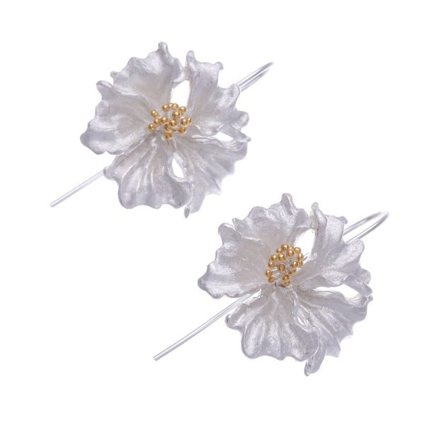 Alternate image for Hand Made Gold-Accented Drop Earrings with Floral Motif Come Kiss Me