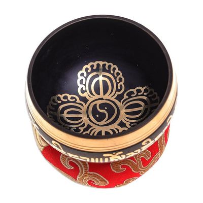 Alternate image for Brass Alloy Singing Bowl Set with Sanskrit Writing 3 Pcs Spirit Mantra