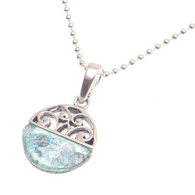 Alternate image for Hand Crafted Roman Glass Pendant Necklace Morning Moon