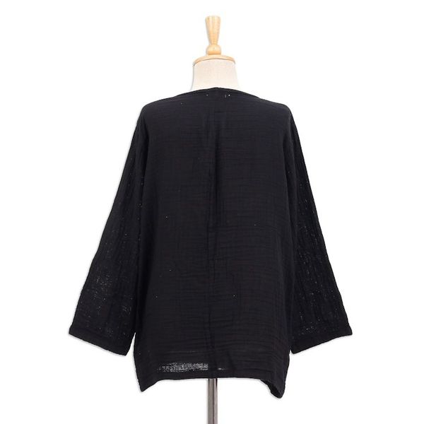 Alternate image for Black Cotton Gauze Blouse from Thailand Black Ruffles