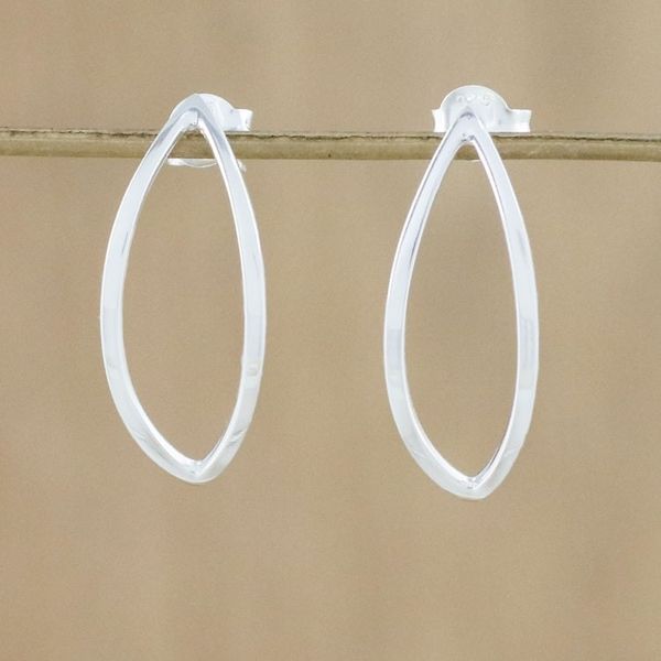 Alternate image for Thai Sterling Silver Lotus Flower Motif Drop Earrings Resplendent Lotus Petals