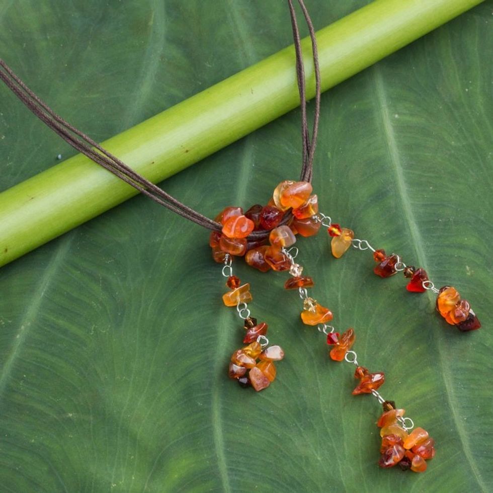 Handcrafted Carnelian Necklace 'Waterfall'