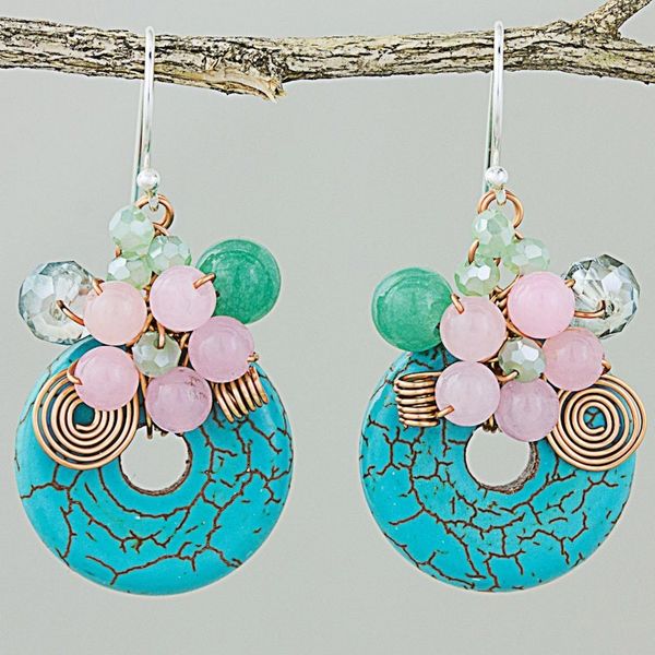 Alternate image for Dyed Calcite Sterling Silver Dangle Earrings from Thailand Moonlight Garden