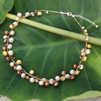 Alternate image for Handmade Pearl Necklace River of Gold