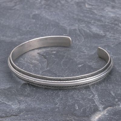 Alternate image for Artisan Crafted Sterling Silver Cuff Bracelet Feather Flow