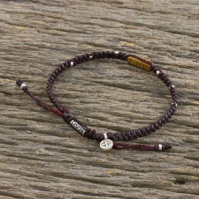 Alternate image for Handmade Waxed Cord Jasper Hill Tribe Silver Bracelet Earth Saver