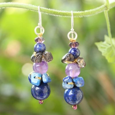 Alternate image for Beaded Lapis Lazuli Earrings Thai Harmony