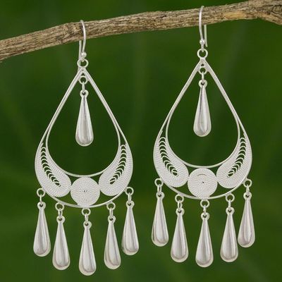 Alternate image for Handcrafted Sterling Silver Chandelier Earrings Mystic Rain