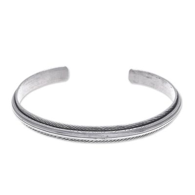 Alternate image for Artisan Crafted Sterling Silver Cuff Bracelet Feather Flow