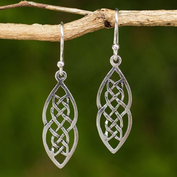 Alternate image for Hand Crafted Thai Celtic Theme Sterling Silver Earrings Celtic Braid