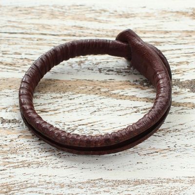 Alternate image for Artisan Crafted Leather Wristband Bracelet Rugged Chic
