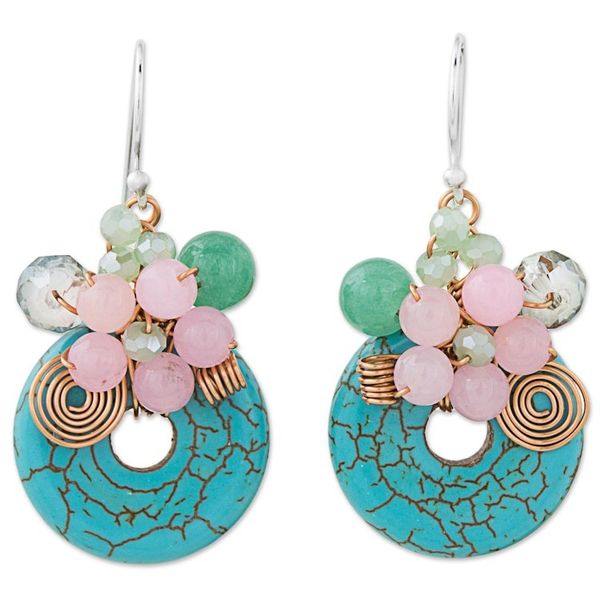 Alternate image for Dyed Calcite Sterling Silver Dangle Earrings from Thailand Moonlight Garden