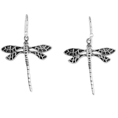 Alternate image for Dragonfly Sterling Silver Dangle Earrings from Thailand Skyward Wanderers