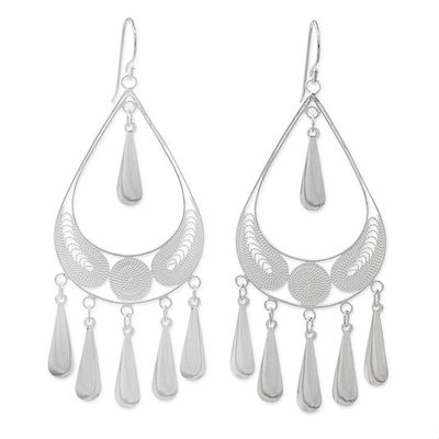 Alternate image for Handcrafted Sterling Silver Chandelier Earrings Mystic Rain