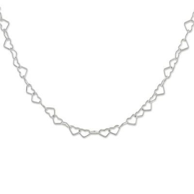 Alternate image for Sterling Silver Heart Link Necklace 3mm from Thailand Lots of Love